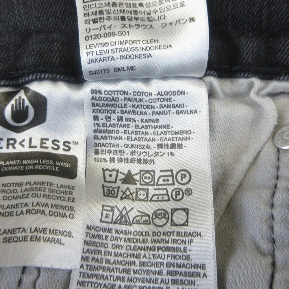 Levi's 505 Jeans Mens 38x32 (Actual 38x30) Black Straight Leg Regular Stretch